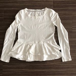 Anthropologie white peplum long sleeve top